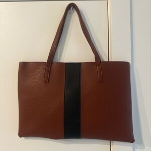 Elegant Brown and Black Shoulder Tote Bag